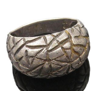 925 Sterling Silver Vintage Oxidized Etched Design Band Ring Sz 7 RG10915