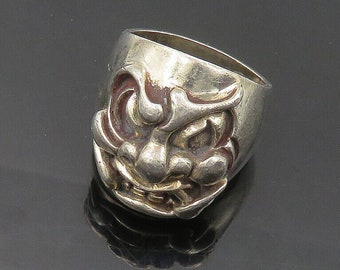 ROOM 101 925 Silver - Vintage Shiny Demon Face Large Band Ring Sz 11 - RG17872