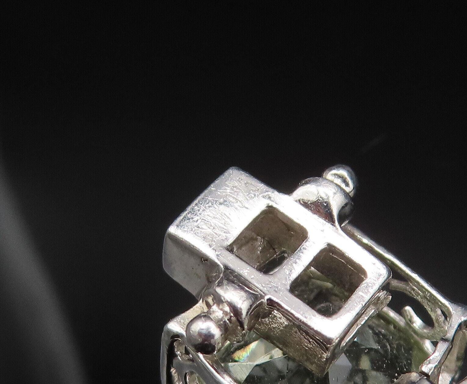 925 Sterling Silver Vintage Cushion Mint Green Topaz Tennis