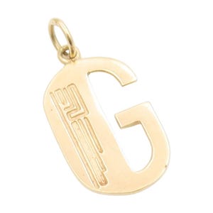 14K GOLD Vintage Pendant Textured Alphabet G Initial Monogram Charm GP866