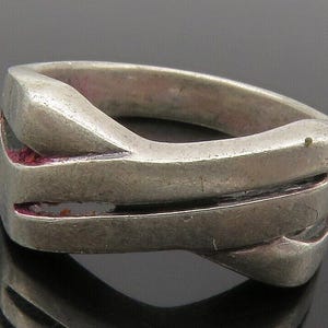 925 Sterling Silver Vintage Shiny Crossover Dome Band Ring Sz 7 RG14468