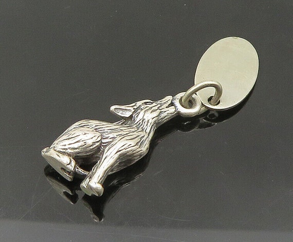 925 Sterling Silver - Vintage Howling Wolf Yellow… - image 1