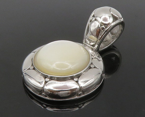925 Sterling Silver - Mother Of Pearl Dome Shiny … - image 1