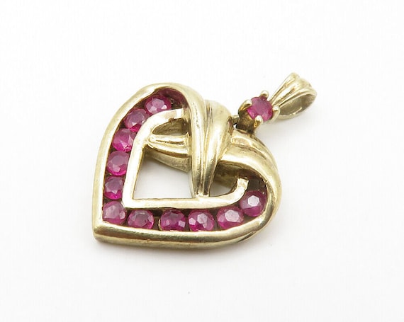925 Sterling Silver - Shiny Ruby Gold Plated Open… - image 2