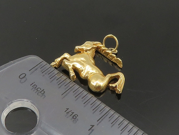 14K GOLD - Vintage Shiny Leaping Unicorn With Fis… - image 2