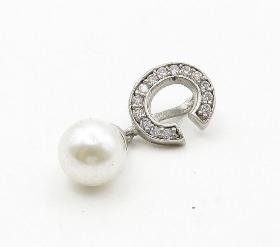 925 Sterling Silver - Vintage Pearl & Cubic Zirco… - image 2