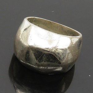 925 Sterling Silver - Vintage Shiny Geometric Dome Band Ring Sz 8 - RG18355