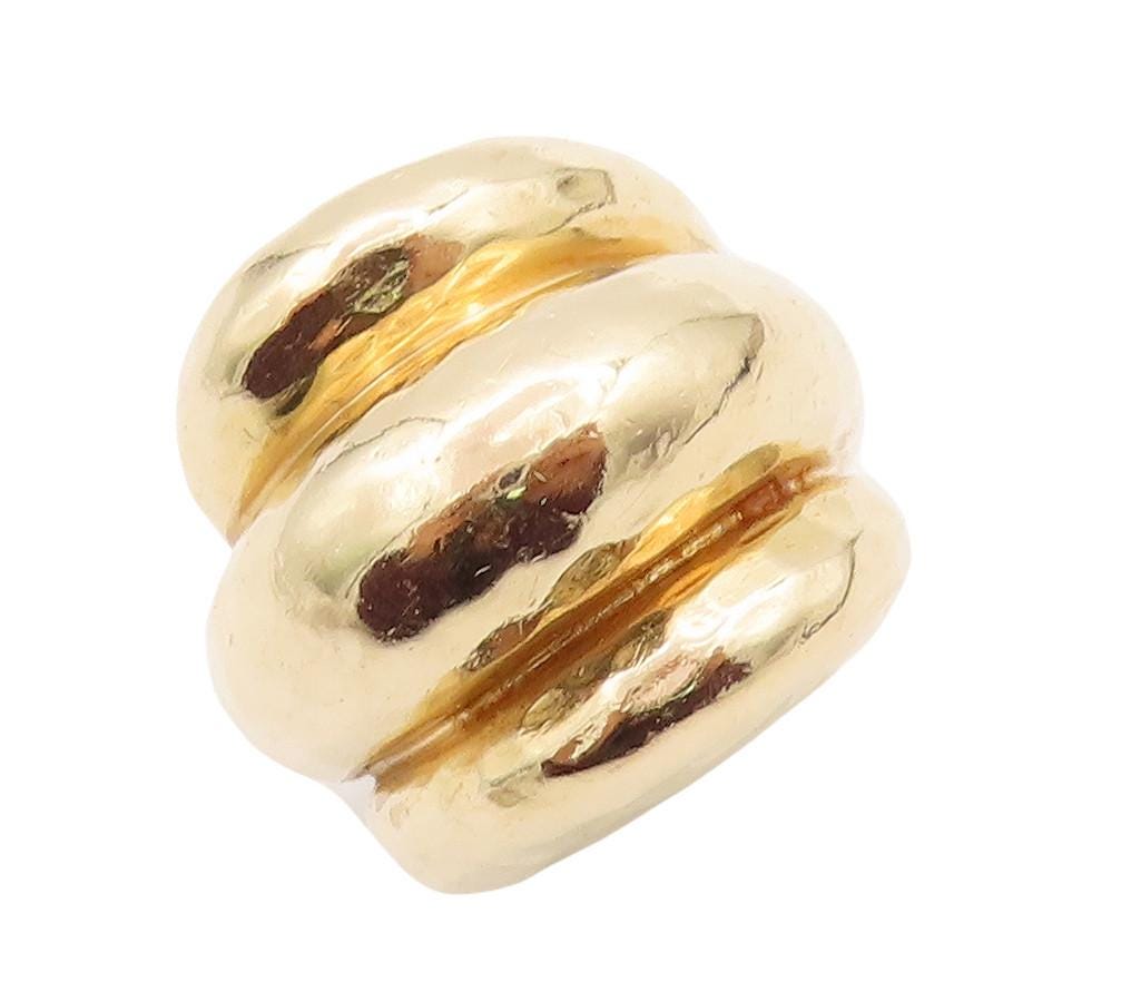 14K GOLD Vintage Ring Large Solid Heavy Domed Style Cigar Band Sz 5 GR919