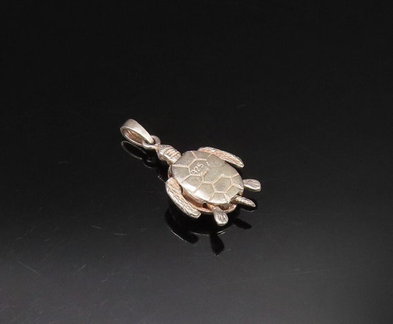 925 Sterling Silver - Vintage Sea Turtle Charm Pe… - image 6