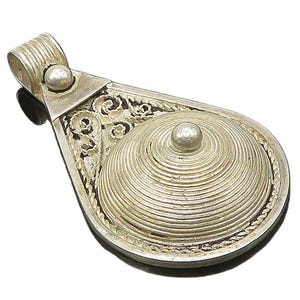 925 Sterling Silver Vintage Baroque Swirl Detail Dome Pendant PT13382