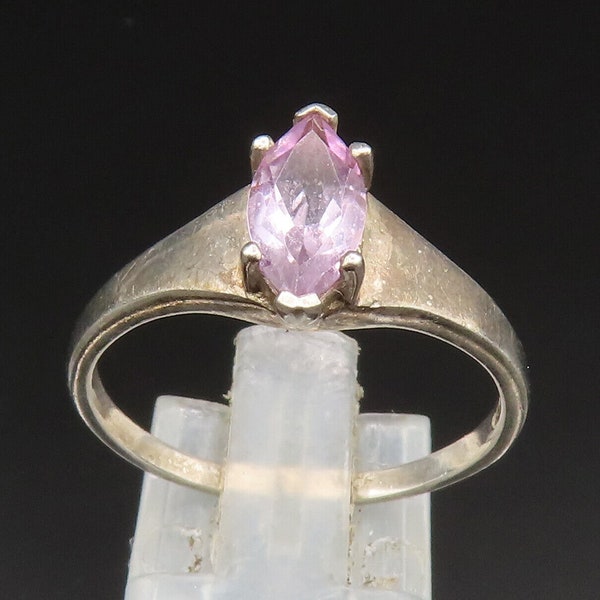 925 Sterling Silver - Vintage Dainty Marquise Kunzite Ring Sz 10 - RG24598