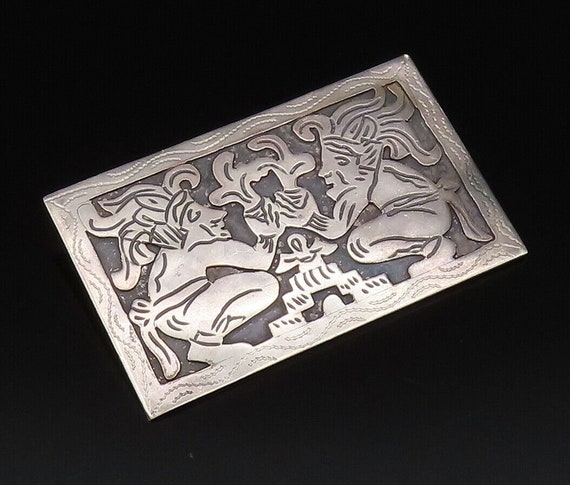 GUATEMALA 925 Silver - Vintage Carved Warriors Qu… - image 1