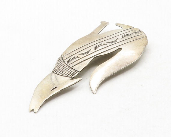 NAVAJO 925 Sterling Silver - Vintage Howling Wolf… - image 3