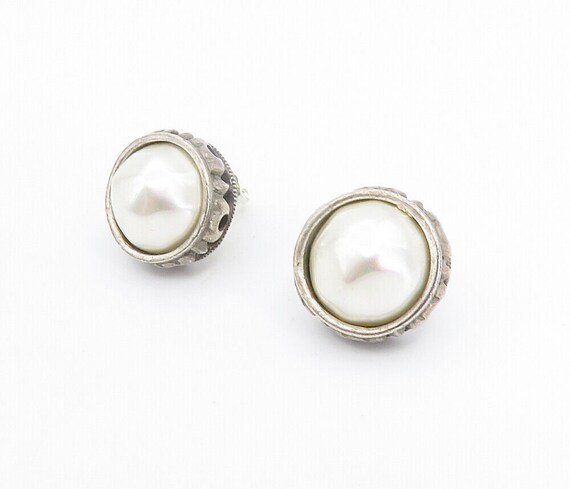 DESIGNER 925 Silver Plated - Vintage Shiny Pearl … - image 2