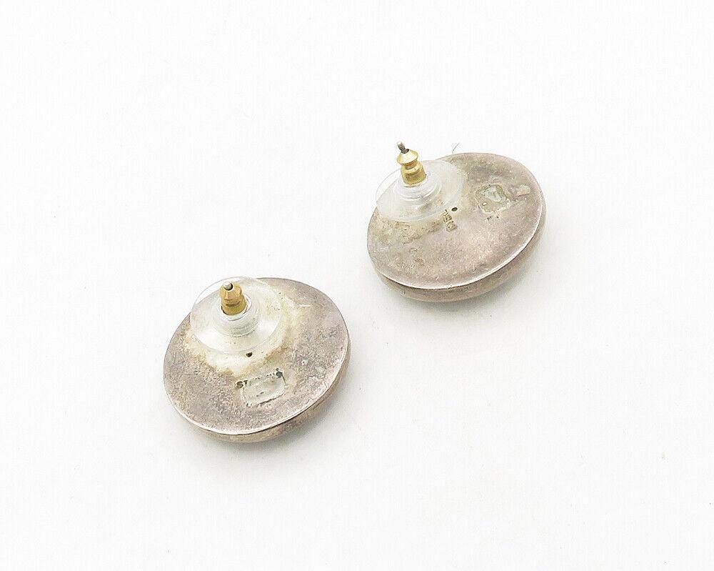 925 Sterling Silver Vintage Shiny Round Button Drop Earrings