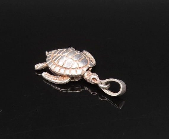 925 Sterling Silver - Vintage Sea Turtle Charm Pe… - image 5