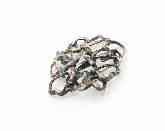 925 Sterling Silver - Vintage Brutalist Sculpted … - image 3