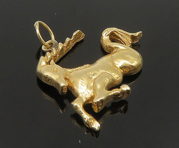 14K GOLD - Vintage Shiny Leaping Unicorn With Fis… - image 1
