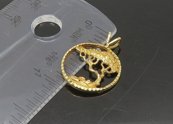 14K GOLD - Vintage Shiny Petite Tree Round Drop P… - image 2