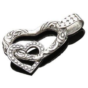 925 Sterling Silver Vintage Shiny Swirl Open Love Hearts Pendant PT15664