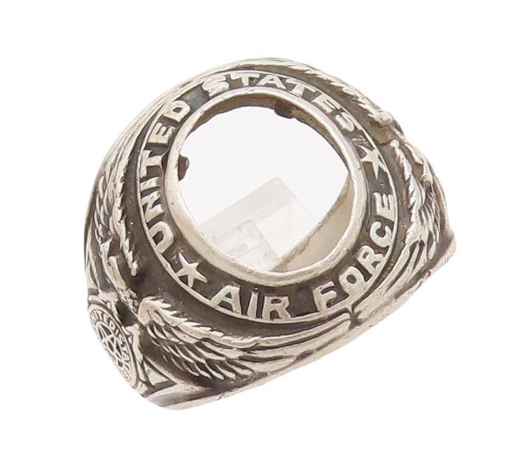 925 Sterling Silver Vintage Ring Solid Carved US Air Force Sz 9 RG28401 ...