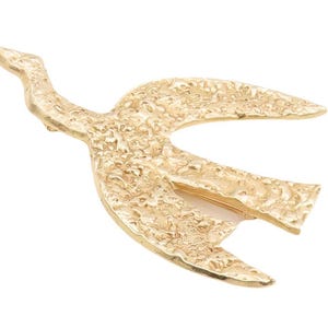 14K GOLD Vintage Brooch Pin Modernist Carved Brutalist Flying Bird GB220