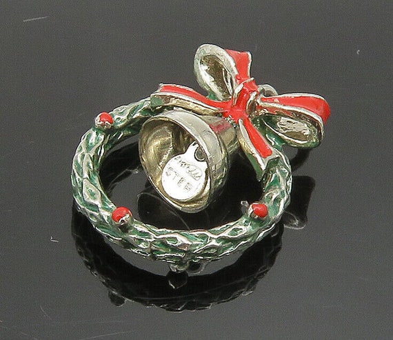925 Sterling Silver - Vintage Christmas Wreath Pe… - image 1