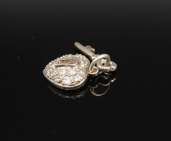 925 Silver - Vintage Topaz Love Heart Lock & Key … - image 5