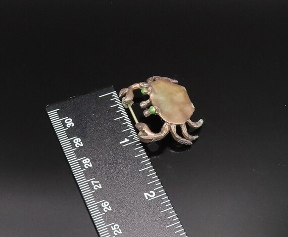 925 Sterling Silver - Vintage Crab With Enamel Ey… - image 7