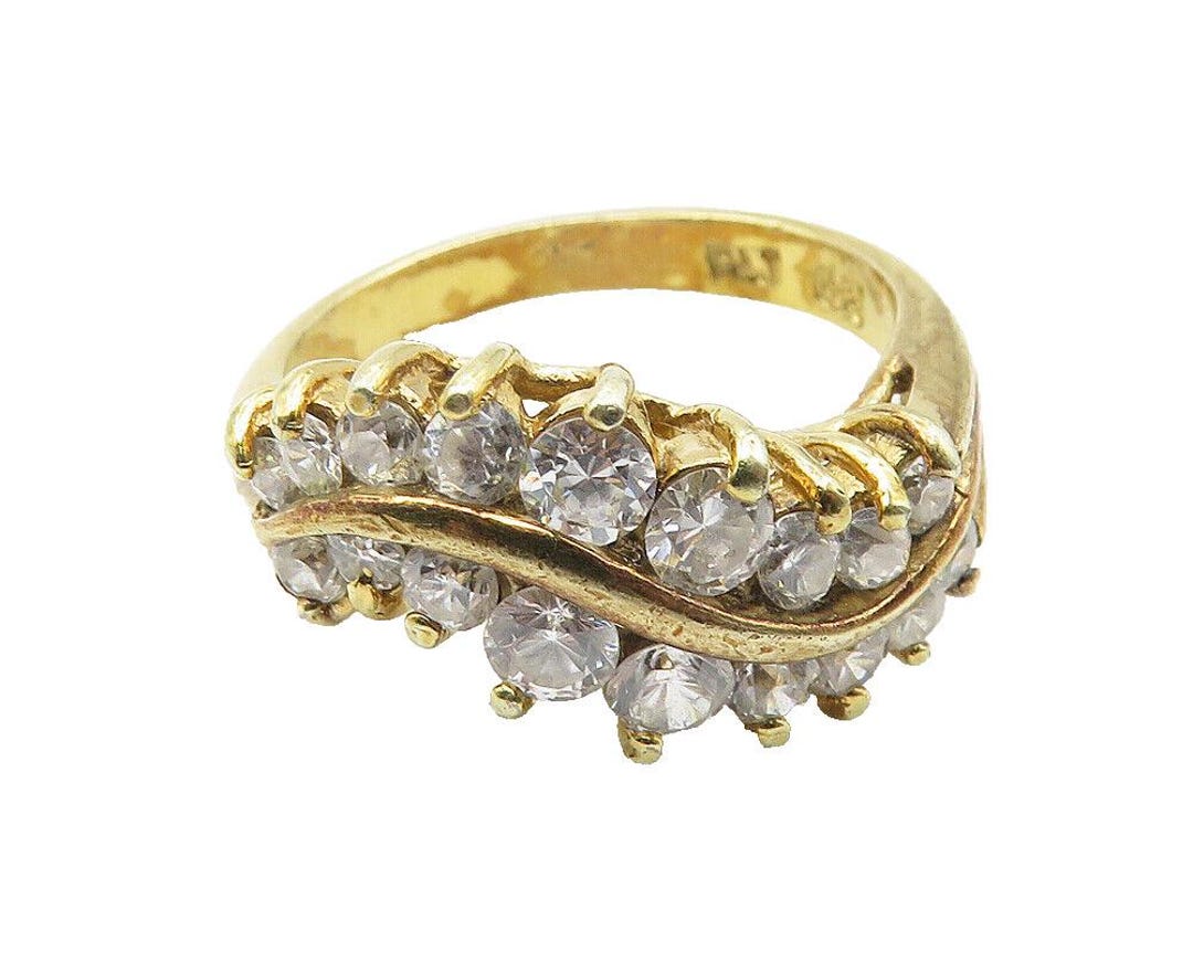 PAJ 925 Silver Vintage Cubic Zirconia Gold Plated Band Ring Sz 7 ...