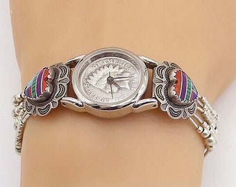 G.I.I. Southwestern Argento 925 - Bracciale per orologio vintage multi-pietra - Bt3038