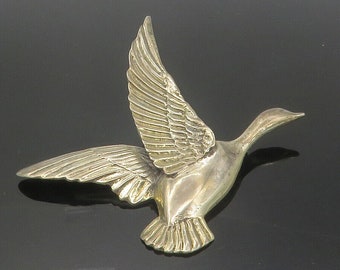 925 Sterling Silver - Vintage Hollow Flying Bird Motif Brooch Pin - BP4358