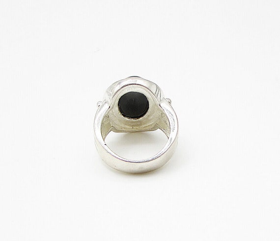 925 Silver - Cabochon Cut Black Onyx Oval Solitai… - image 4