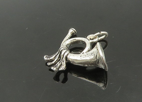 925 Sterling Silver - Vintage Shiny French Horn P… - image 3