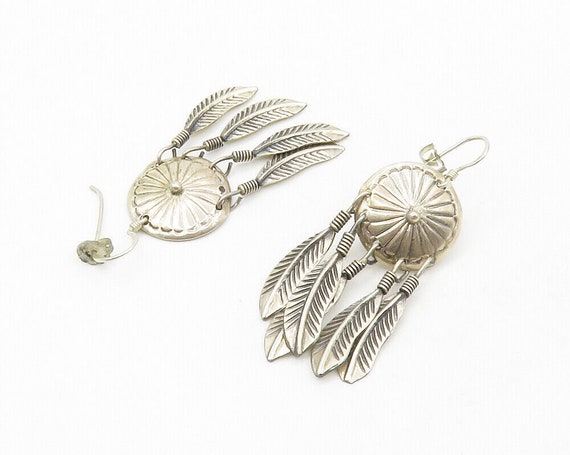 SOUTHWESTERN 925 Silver - Vintage Floral Feathers… - image 3