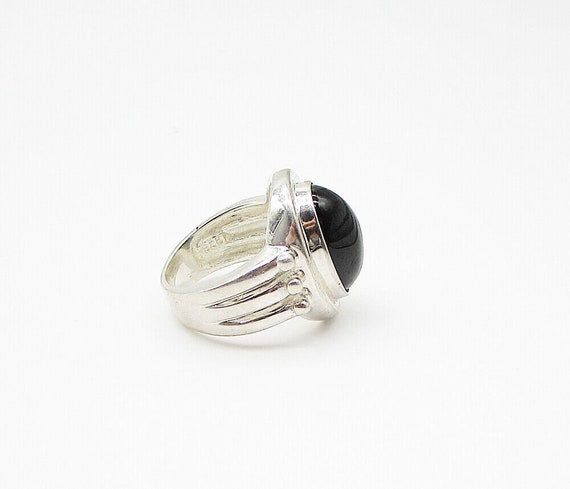 925 Silver - Cabochon Cut Black Onyx Oval Solitai… - image 3