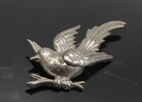 MONET 925 Sterling Silver - Vintage Perched Bird … - image 1