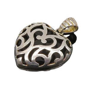 925 Sterling Silver Vintage Shiny Cutout Love Heart Dome Pendant PT17359