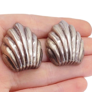 925 Sterling Silver Vintage Dark Tone Hollow Fluted Drop Earrings EG2611