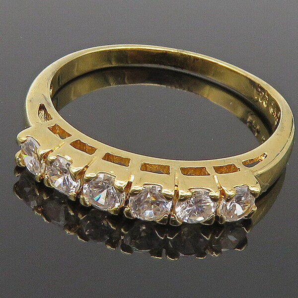 925 Sterling Silver - Cubic Zirconia Gold Plated Band Ring Sz 9.25 - RG10329