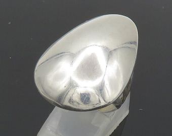 JACKSON NAVAJO 925 Silver - Vintage Shiny Egg Shape Cocktail Ring Sz 8 - RG20290