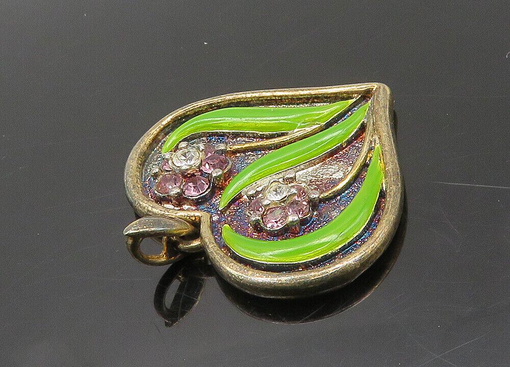 LENOX 925 Silver Vintage Topaz & Enamel Floral Love Heart