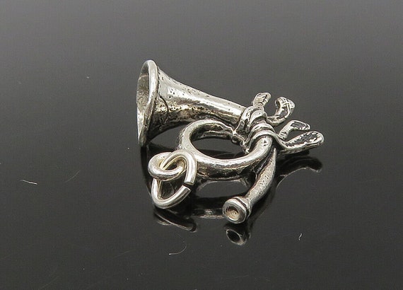 925 Sterling Silver - Vintage Shiny French Horn P… - image 4