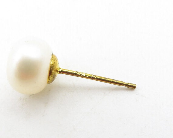 925 Sterling Silver - Petite Pearl Shiny Gold Pla… - image 5