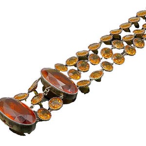925 Sterling Silver Vintage Citrine MultiStrand Chain Bracelet BT8870