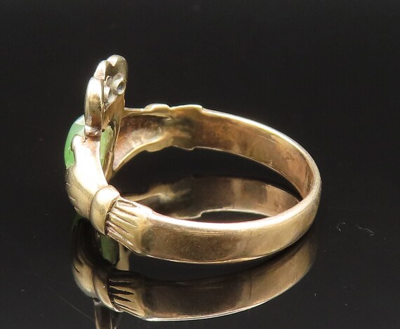 IRELAND 10K GOLD - Vintage Jade & Genuine Diamond… - image 4