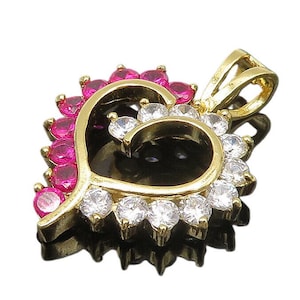 925 Silver Vintage Cubic Zirconia & Pink Topaz Love Heart Pendant PT18068