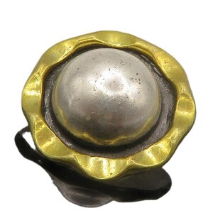 MEXICO 925 Sterling Silver Vintage Two Tone Floral Dome Pendant PT11533