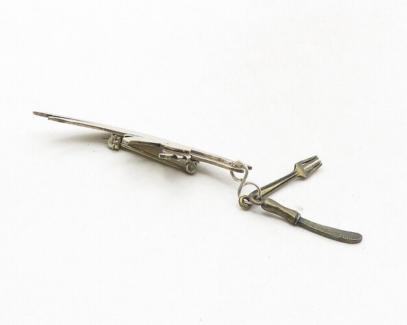 925 Sterling Silver - Vintage Knife & Fork Flying… - image 3