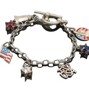 925 Silver Vintage Cubic Zirconia Garnet & Sapphire Chain Bracelet BT8611